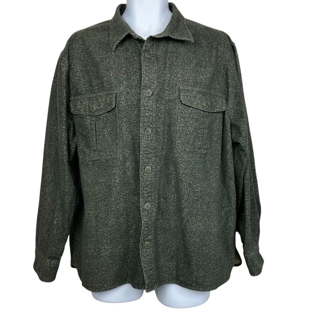 Freedom Foundry Men's Olive Green Button Up Flannel Cotton Size XXL